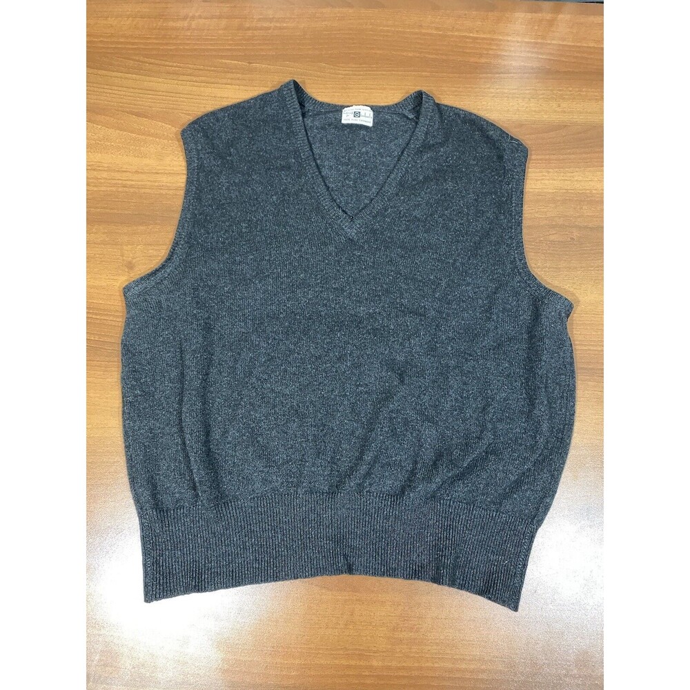 Vintage Gimbels Sweater Vest Men’s Size L 100% Cashmere Charcoal Gray Scotland